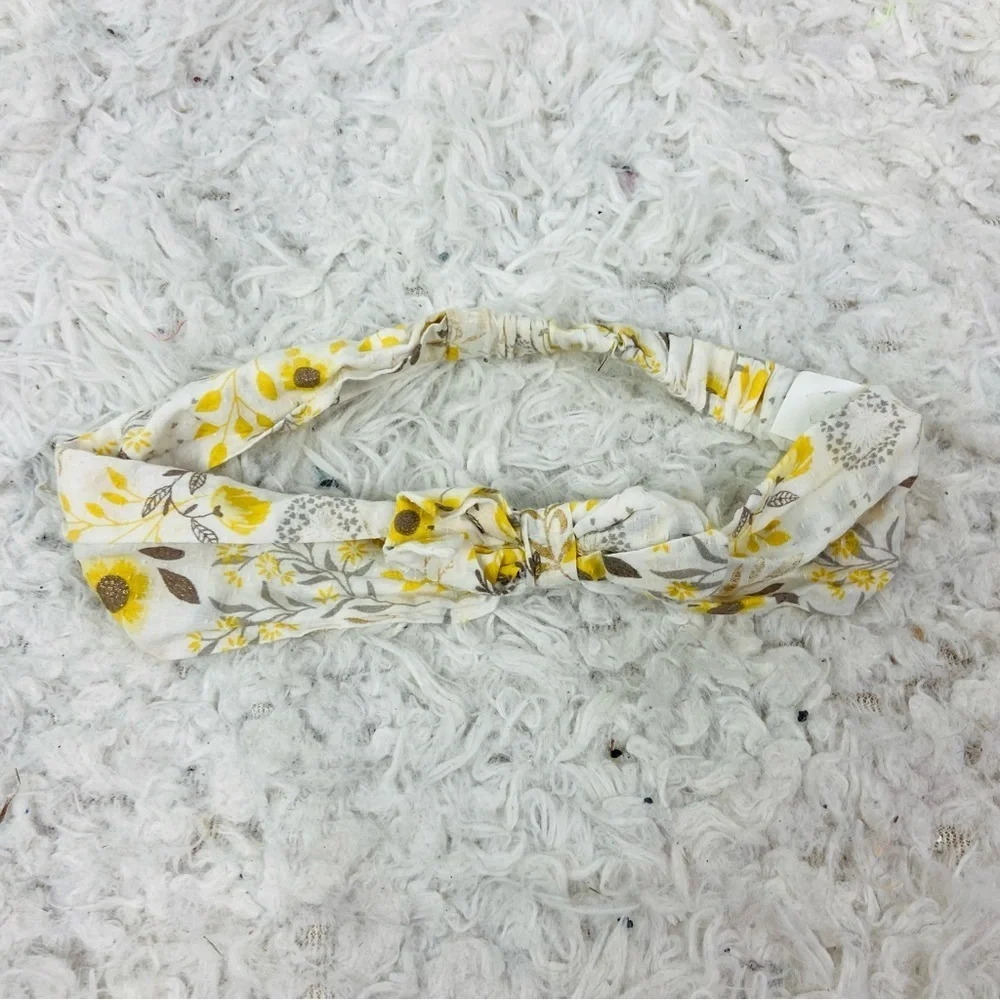 Floral sunflowers Yellow and cream bow baby Headband